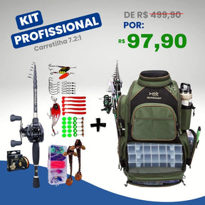 [PROMOÇÃO] Kit Profissional de Pesca Com Mochila, Vara, Carretilha e Acessórios