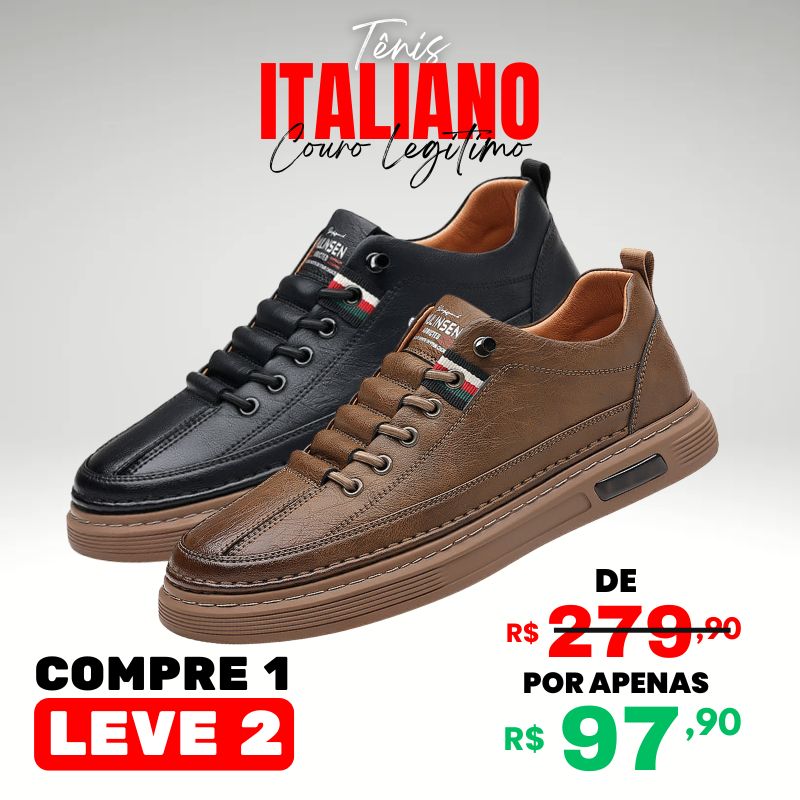 [COMPRE 1 LEVE 2] Tênis Ortopédico Italiano de Couro Legitimo